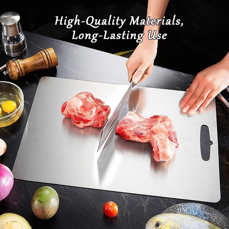 Titanium Cutting Board - 2026 New Upgrade 100% Pure Titanium Cutting Boards for Kitchen Double Sided Non Toxic Titanware Cutting Board,Hygiene Durable Safe Chopping Board (L: 15.35 * 11.02in)