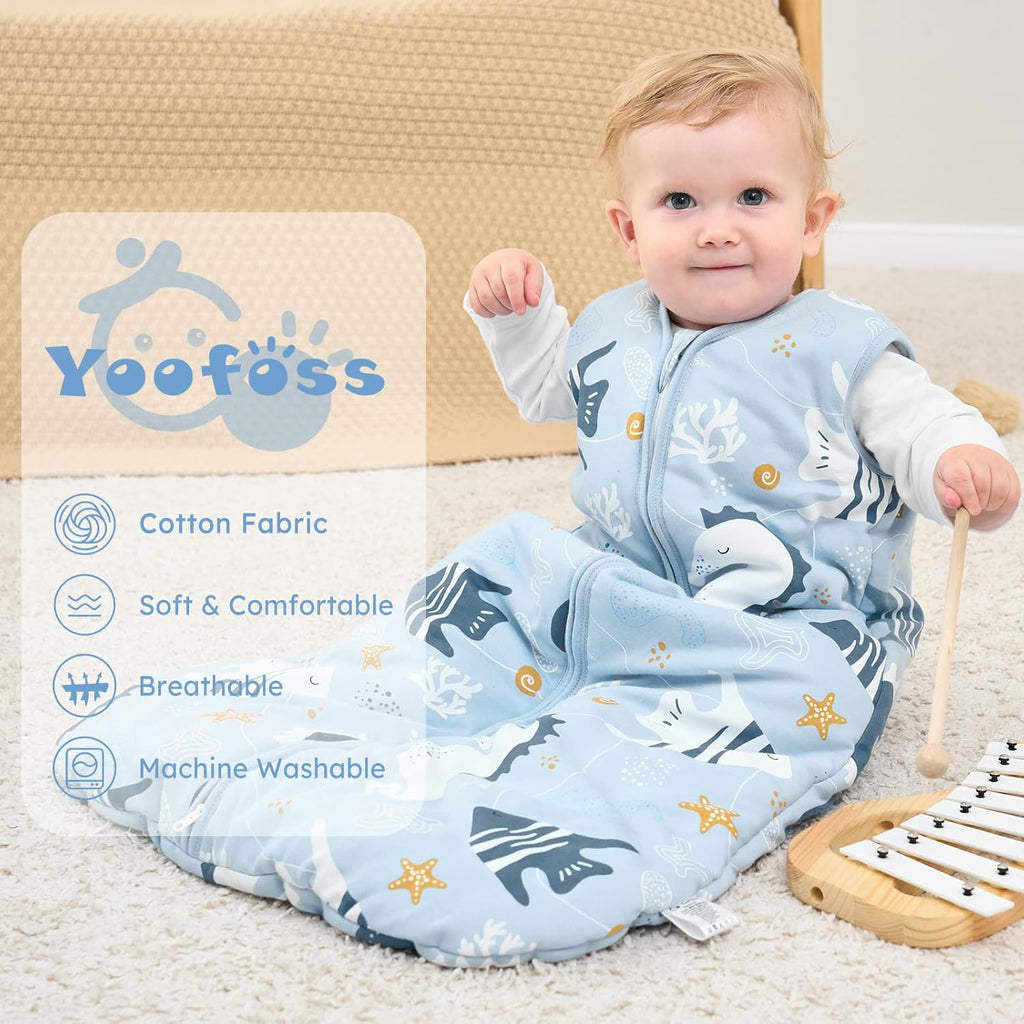 Yoofoss Baby Sleep Sack - 0-6 Months TOG 2.5 Wearable Blanket | 100% Organic Cotton, Warm & Comfy