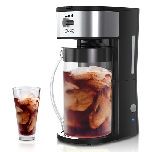SUNVIVI Iced Tea Maker and Iced Coffee Maker, 3-in-1 Coffee and Tea Machine Brewing System with 2.5 Quart Pitcher, Strength Selector, Perfect For Tea, Coffee, Lattes, Lemonade