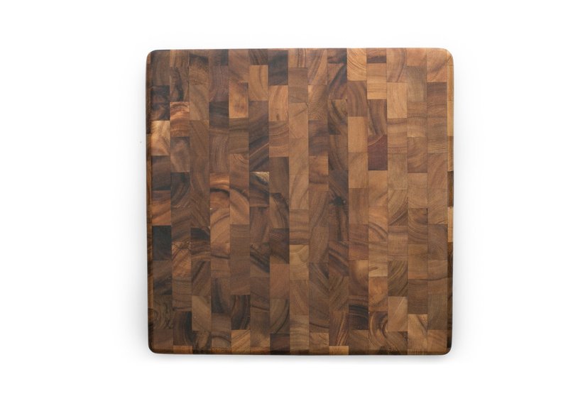 Ironwood Gourmet 28218 Square Charleston End Grain Chef's Board, Acacia Wood 14" Square & 28221 Appalachian Salt Cellar, Acacia Wood, 4 x 4 x 2.5 inches, Brown