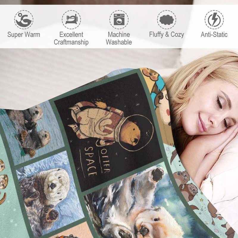 Sea Otter Blanket Otter Gifts for Girls Boys Woman Kids Ocean Throw Blankets Soft Blanket Warm Fleece Flannel Plush Blankets for Bed Sofa Couch 40"x50"
