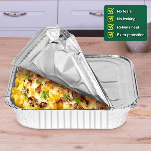 Aluminum Pans with Lids by [Brand Name] - 30 Pack Disposable Square Foil Pans for Air Fryer & Oven