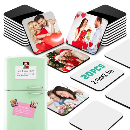 Clonivent 20 PCS Sublimation Magnet Blanks, 2x2 inch Sublimation Blank Refrigerator Magnets Personalized Fridge Soft Magnet Sticker Blanks Products for DIY Home Kitchen Decorative