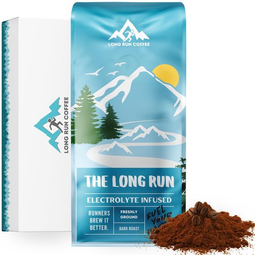Long Run Coffee – Hydrating Coffee with Electrolytes – All Natural Energy + Hydration + Recovery for Athletes – Stomach Friendly Electrolyte Coffee for Runners (1 lb, Dark Roast)