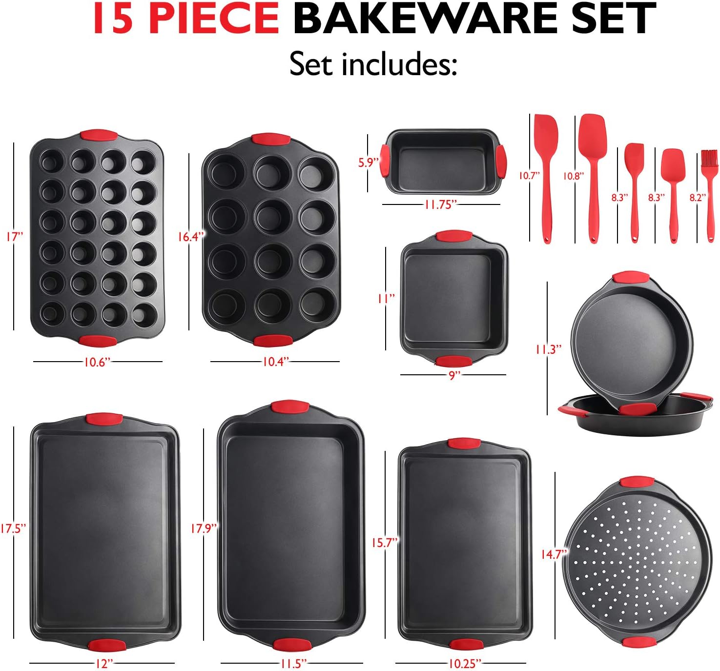 Regine Switzerland Baking Pan Set - 39-Piece Premium Nonstick Bakeware Set | BPA-Free Steel Sheets & Utensils