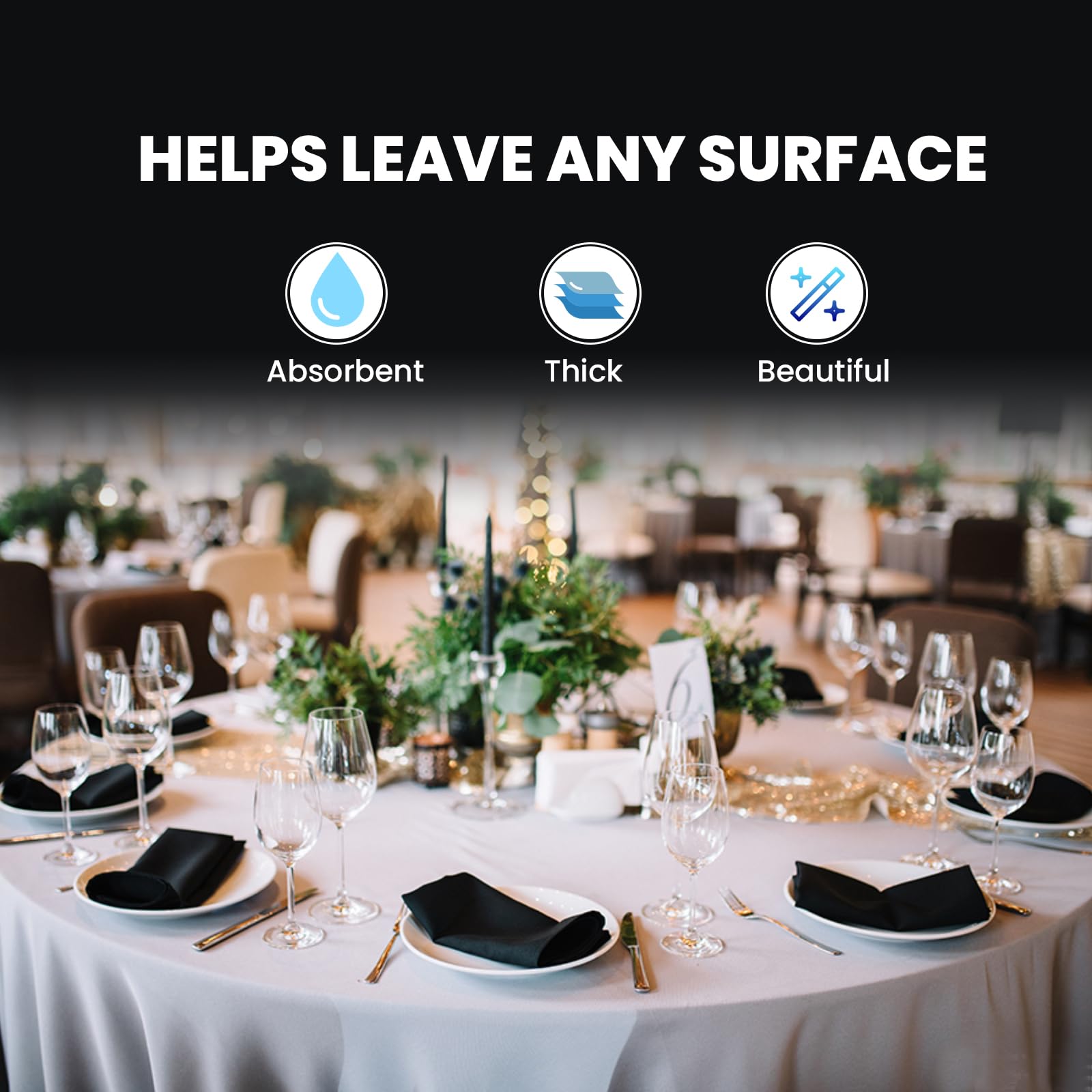 Perfectware 2 Ply Black Dinner Napkin Pack of 125