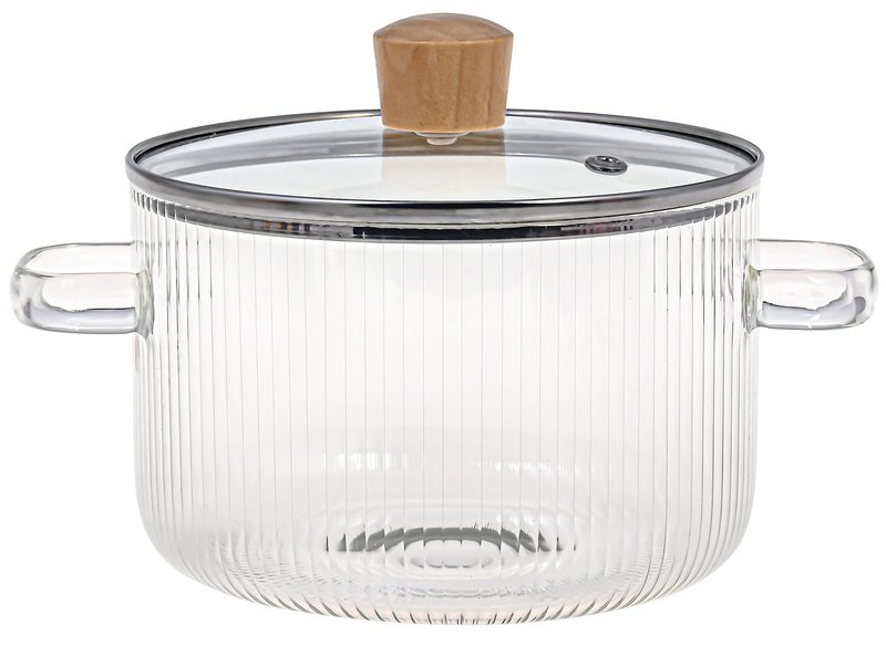 Le'raze Glass Cooking Pot with Lid - 1.6L(54oz) Heat Resistant Borosilicate Glass Cookware Stovetop Pot Set - Simmer Pot with Cover Safe for Soup, Milk, Baby Food Clear