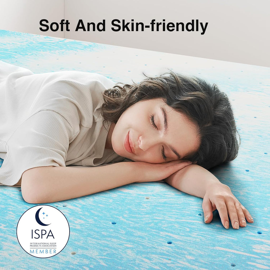 Novilla Memory Foam Mattress Topper - 3 Inch Cooling Gel Infused for Pressure Relief | Medium Comfort