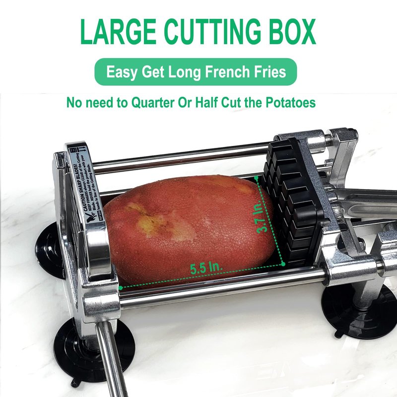 Eascandy French Fry Cutter, Heavy Duty Potato Slicer, Stainless Steel Potato Chopper Set with 1/2 and 3/8 Inch Blades for Sweet Potato, Carrot, Yam, Cucumbers.