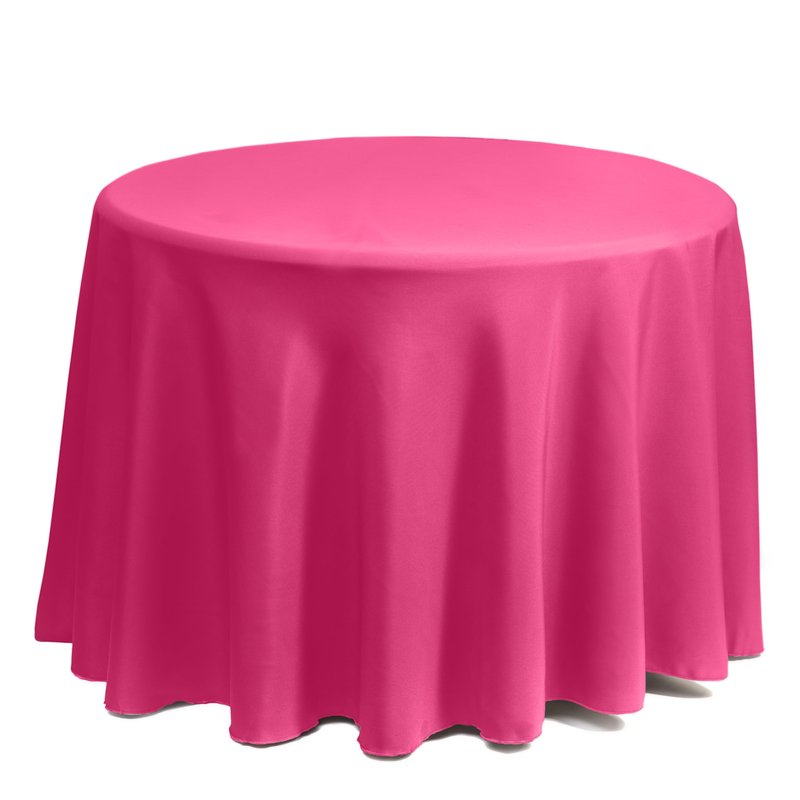 Gee Di Moda Round Tablecloth - 120 Inch Fuchsia Round Table Cloth for 60 to 96 Inch Round Tables - Heavy Duty Washable Fabric - for Buffet Table, Holiday Party, Dinner, Wedding & Baby Shower