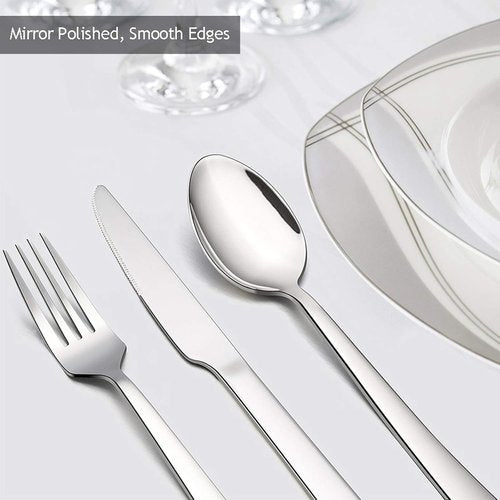 E-far 60-Piece Stainless Steel Silverware Set - Service for 12 | Elegant Cutlery for Home & Parties