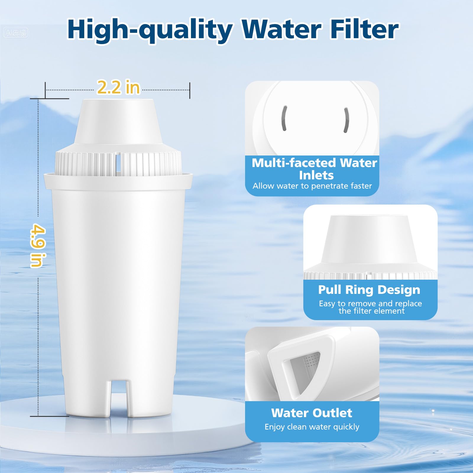 3 Pack Replacement for Brita® Water Filter Pitchers and Dispensers, BPA-Free & NSF Certified, Classic OB03, Mavea® 107007 35557, Metro, Everyday, UltraMax, Half-Year Filter Supply