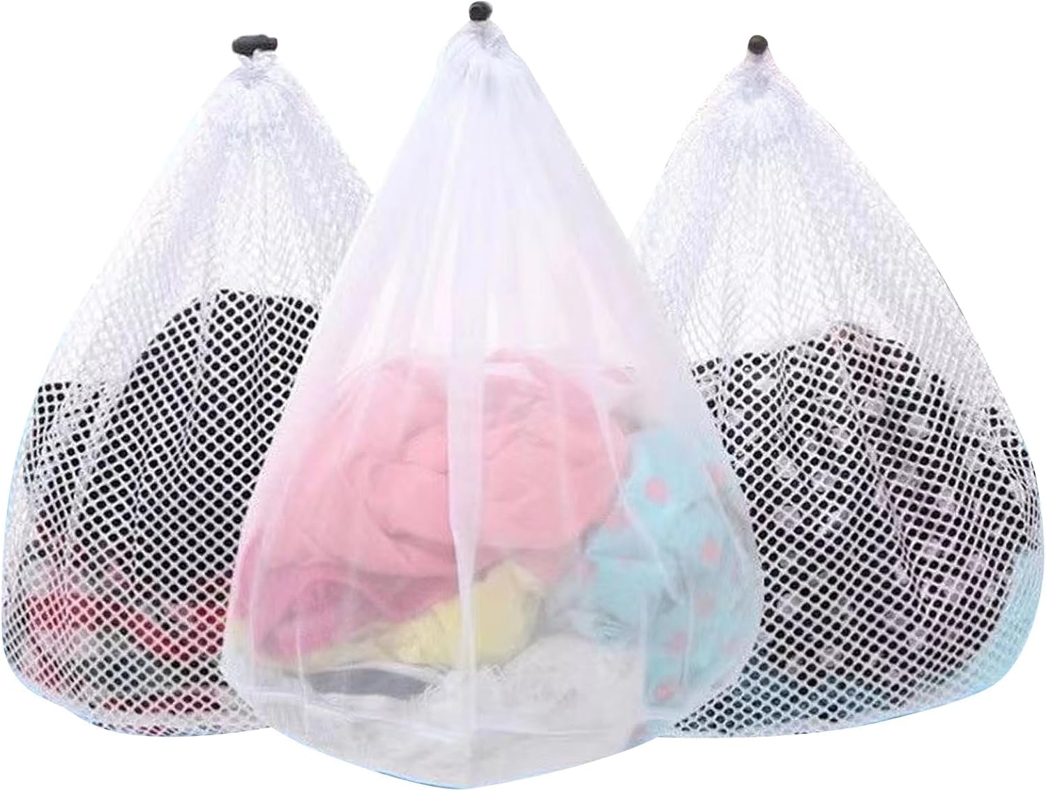 Skiennix Jumbo Mesh Laundry Bags - 3Pcs Set for Delicates, Bed Linen & Toys | Sturdy Drawstring Closure (XXL 28 x 26 Inches)