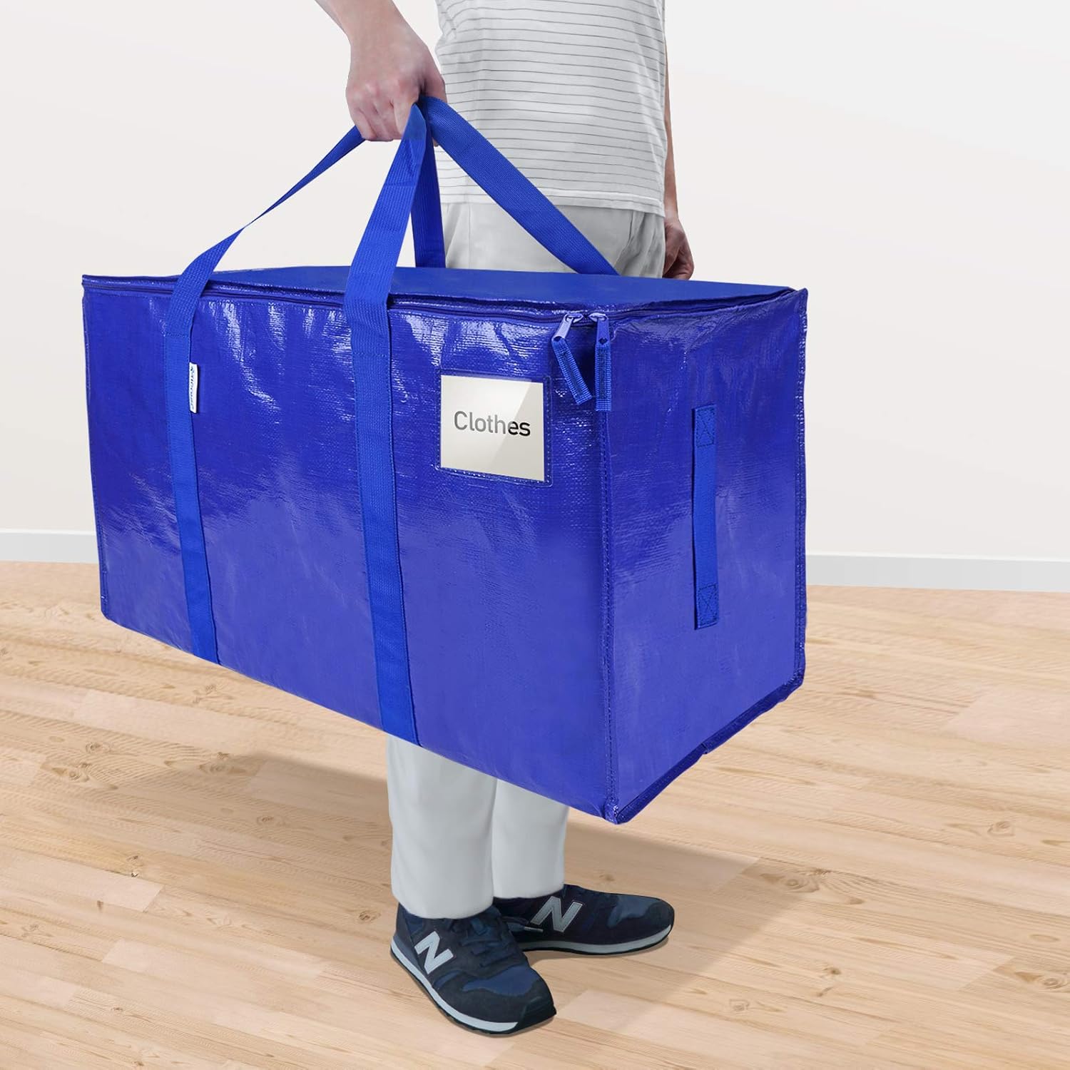 TICONN Extra Large Moving Bags - Heavy Duty Storage with Zippers & Handles | 8 Pack, Blue