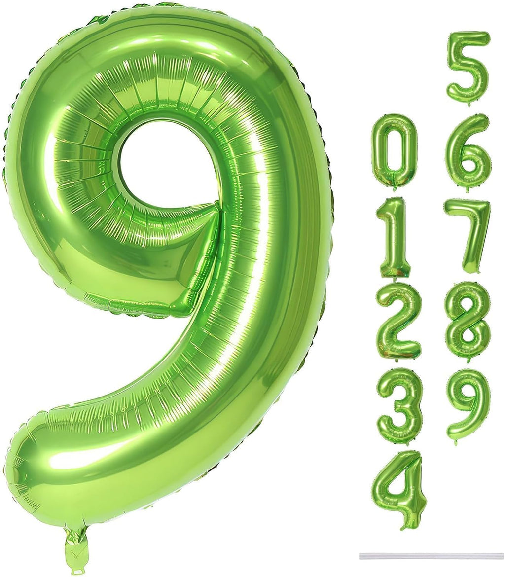 Regine Switzerland 40-Inch Green Number 9 Balloon - Large Foil Helium Decoration for Birthdays & Anniversaries