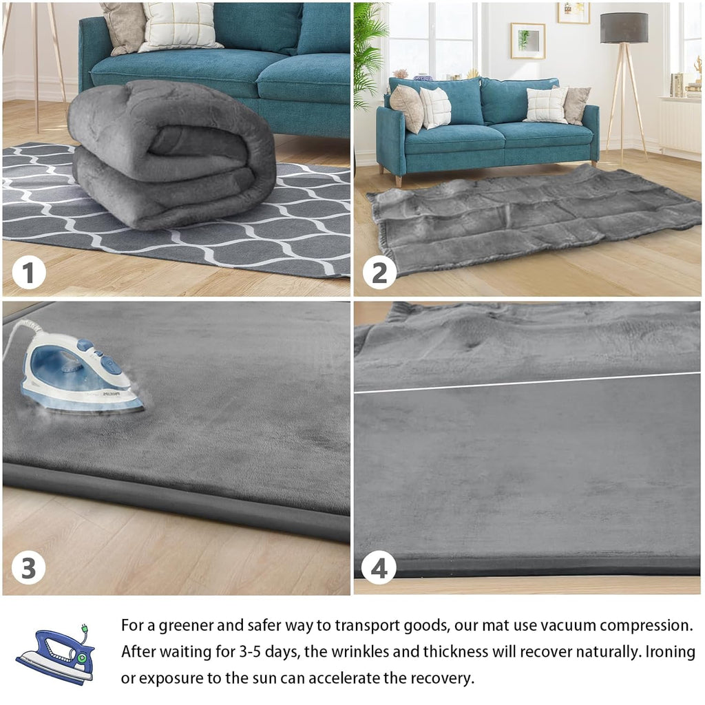 Skiennix Baby Play Mat - Soft Memory Foam Crawling Rug | 50"x50" | Grey for Infants & Toddlers