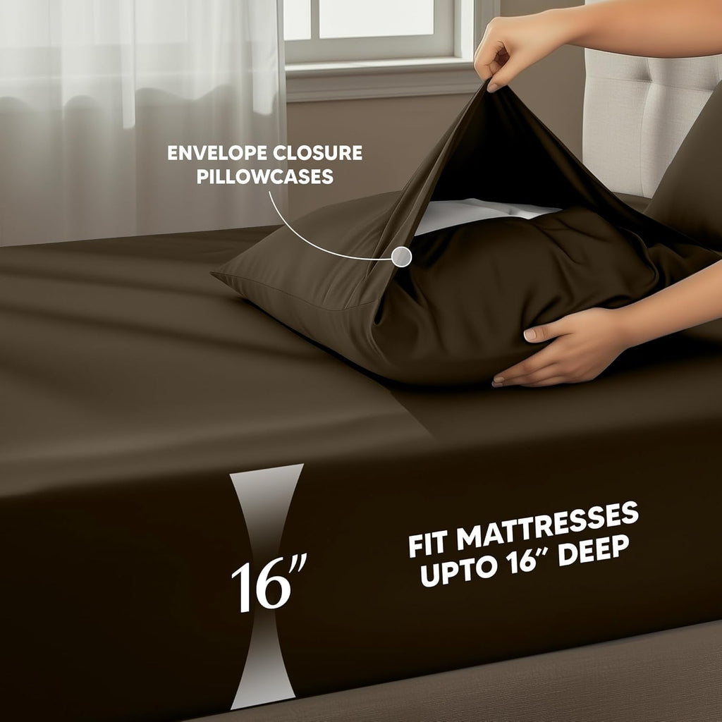 Utopia Bedding Twin Sheet Set - Soft & Breathable Microfiber | 3-Piece Bed Sheets in Brown