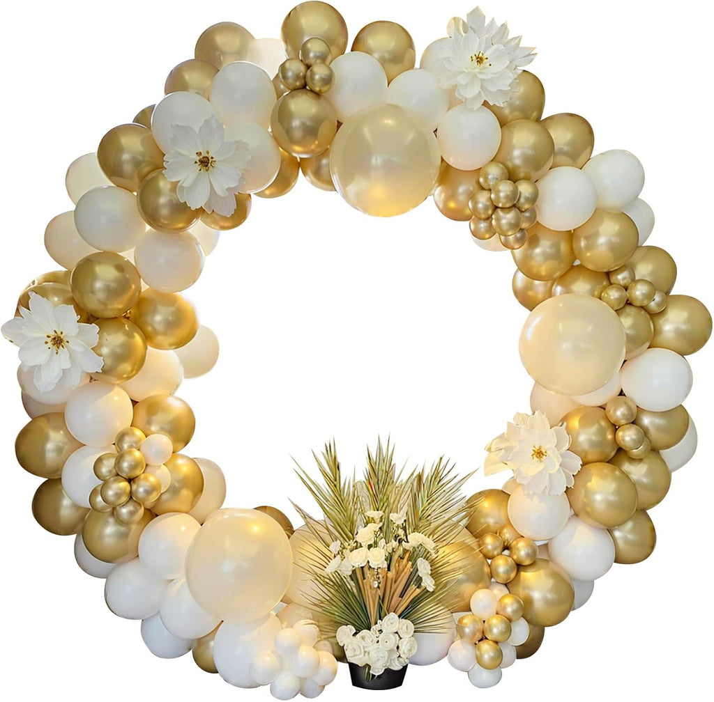 PartyWoo Balloon Arch Kit - 152pcs White & Gold Balloons for Baby Showers, Graduations & Weddings | 18", 12", 10", 5" Sizes