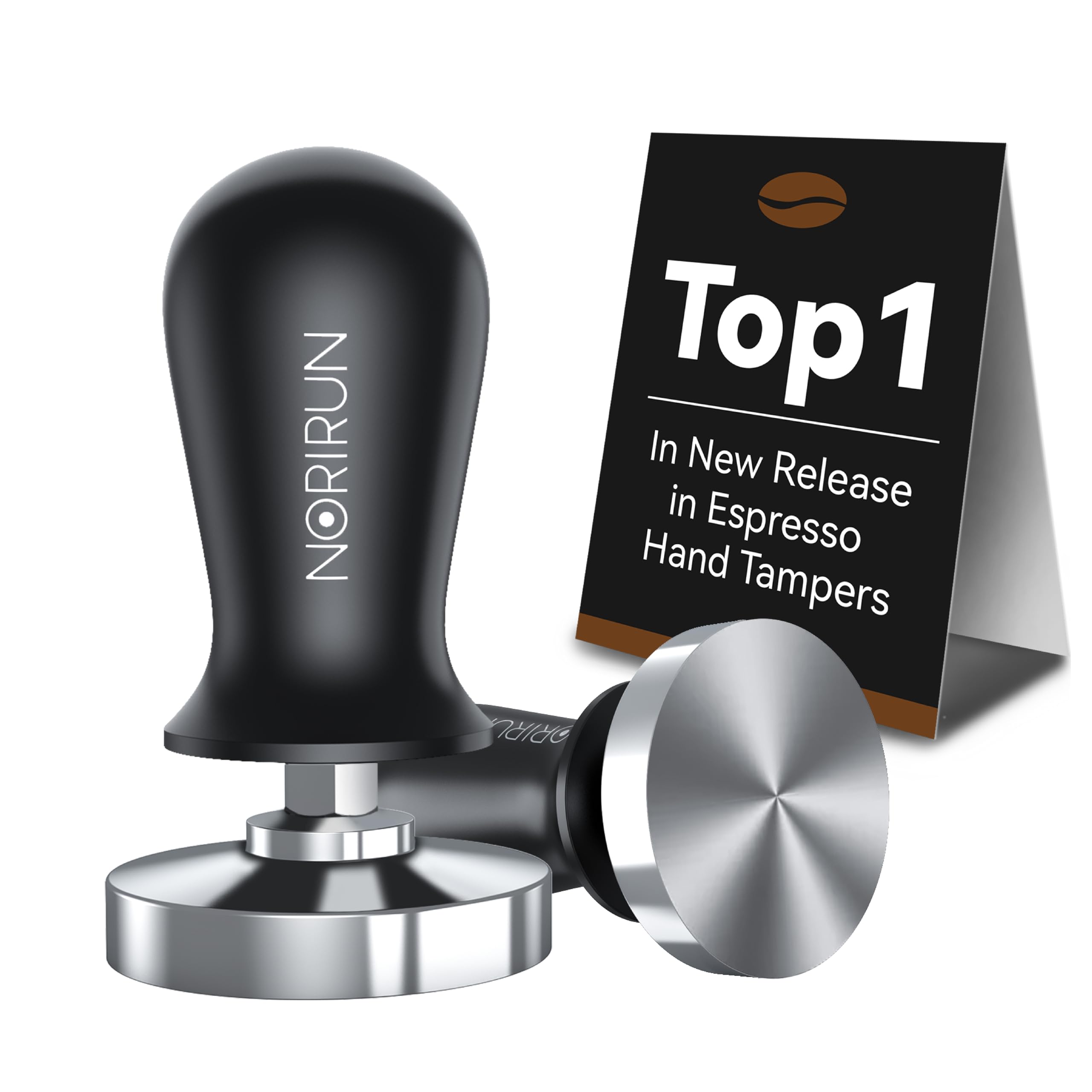 NORIRUN 58mm Espresso Tamper with Auto-Return Spring Coffee Accessory,Level Press Anti-Tilt Design,304 Stainless Steel Base,Easy Clean,Professional Ergonomic Handle