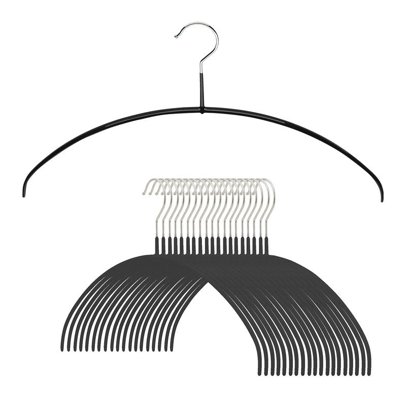 Mawa by Reston Lloyd, Euro Ultra-Thin Series, Non-Slip Space Saving Clothes Hanger, Style 40/PT for T-Shirts, Blouse, & Sun Dresses, Set of 20, Black