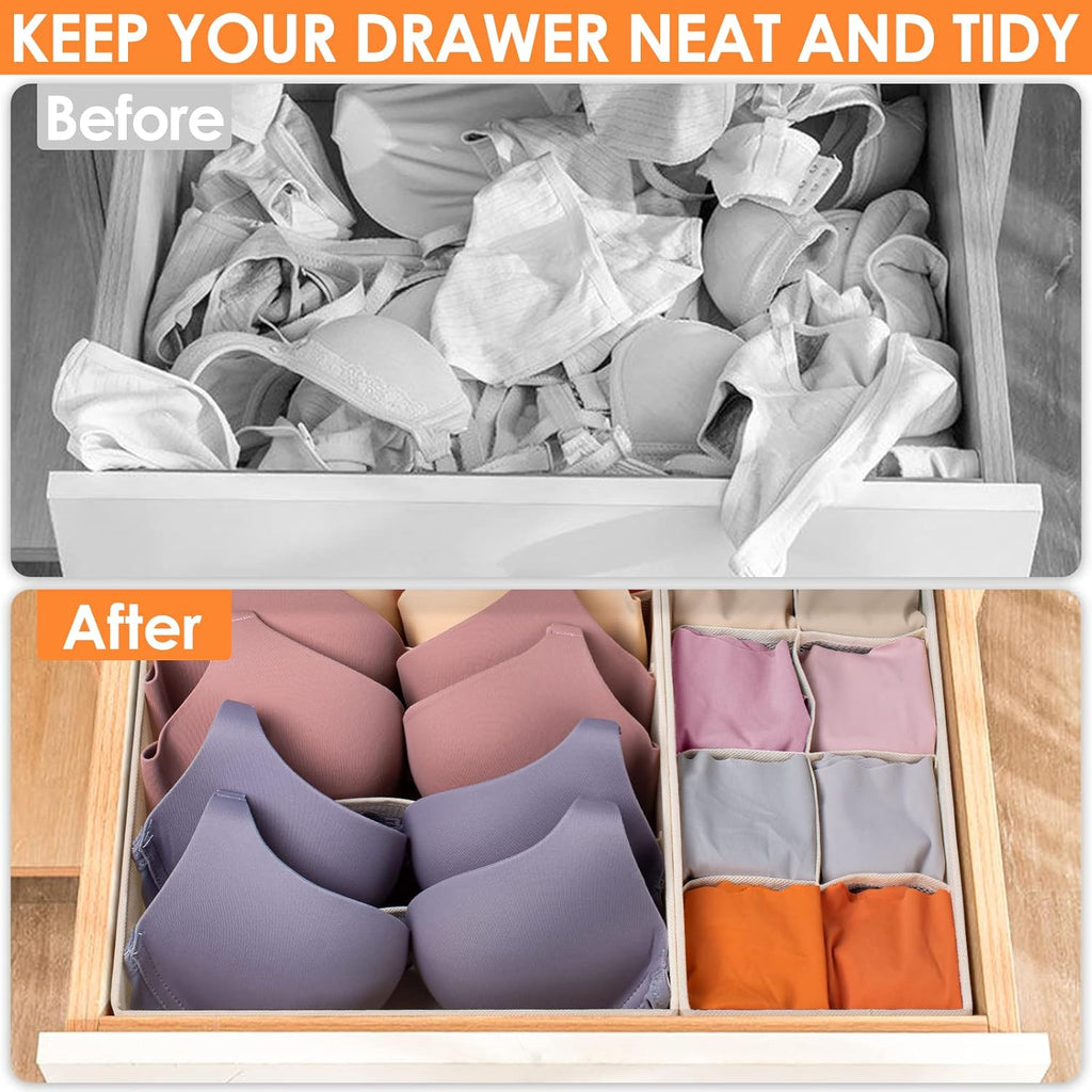 Skiennix Baby Clothes Organizer - 12 Pack Fabric Foldable Dresser Storage Bins for Nursery | 116 Cells for Clothing & Accessories