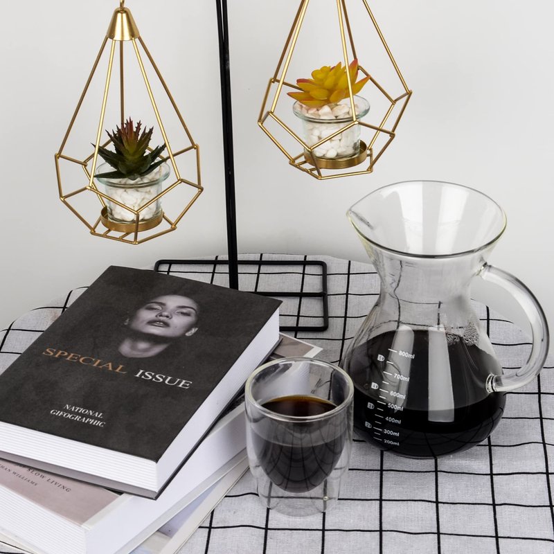 T-mark Pour Over Coffee Maker with Reusable Double-layer Stainless Steel Filter, 800ml/27oz BPA-Free Glass Coffee Carafe, Glass Coffee Maker, Coffee Dripper Brewer.