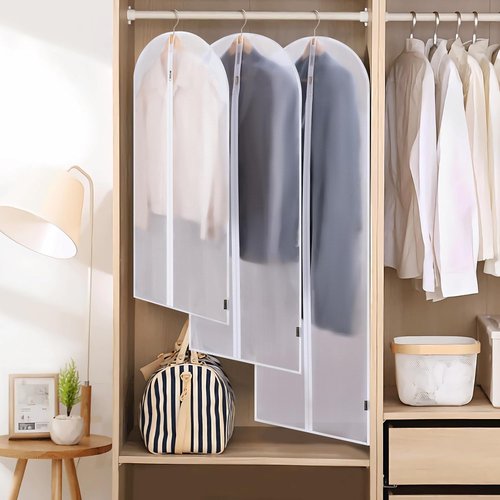 BALEINE 40'' Translucent Garment Bags - 6 Pack PEVA Dress Storage Bags for Closet Organization | White