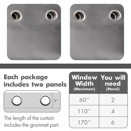 MIULEE Blackout Curtains - 84 Inch Long Thermal Insulated Drapes | Grey Room Darkening Set for Living Room & Bedroom