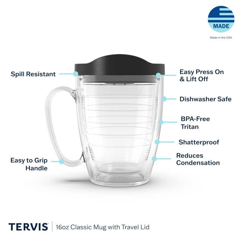 Tervis Shells on the Beach Tumbler with Wrap and Turquoise Lid 16oz Mug, Clear