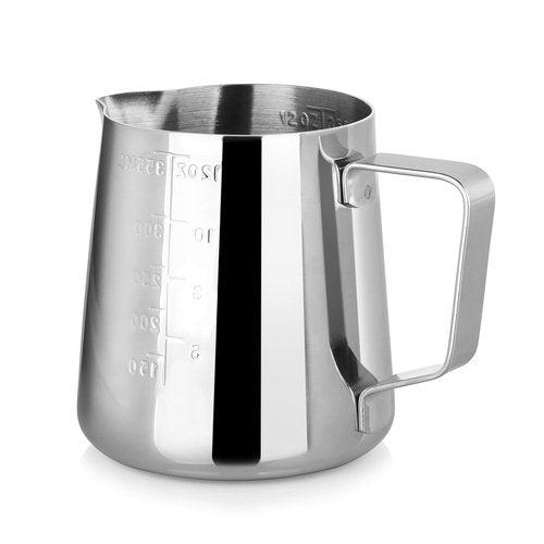 New Star Foodservice 28829 Commercial Grade Stainless Steel 18/8 12-Ounce Frothing Pitcher and Die Cast Aluminum Tamper Combo Set, Silver