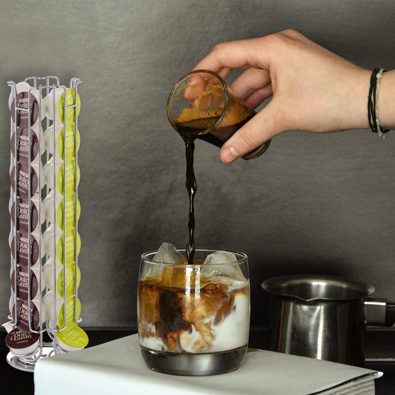 Exzact Coffee Capsule Holder Compatible with Dolce Gusto, Not Sold or Ceated by Dolce Gusto, Rotating Coffee Pods Stands Holder (Max Capacity: 32)
