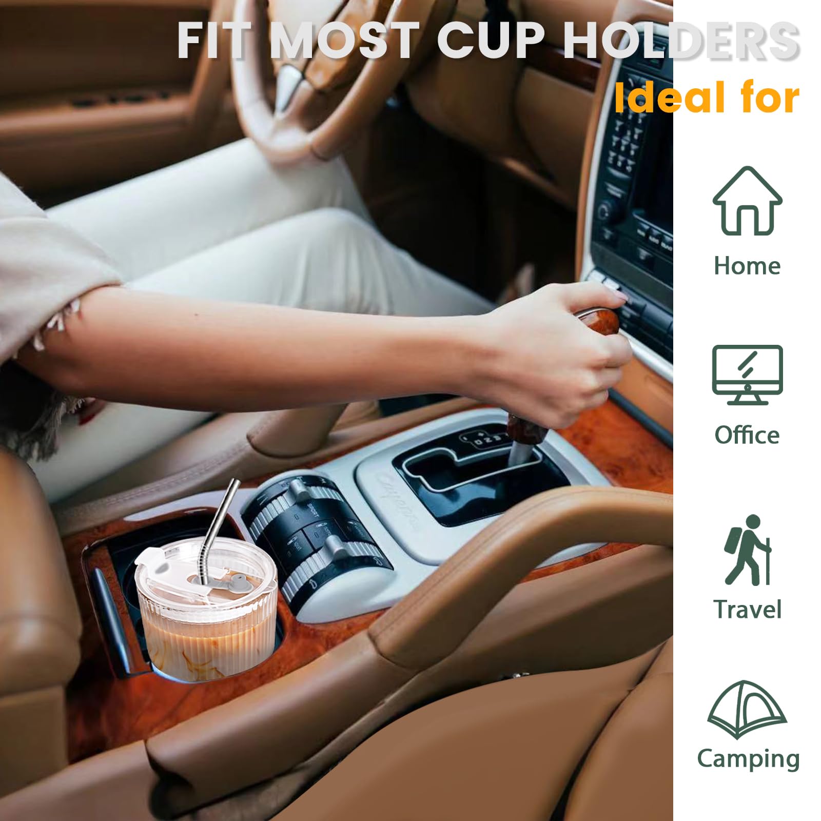 HIGIINC Iced Coffee Cups With Lids and Straws 4 Pcs, 16 OZ Unbreakable Glasses Drinking Set,Clear Plastic Cups Reusable Iced Coffee Tumbler with Lid and Straw, To Go Coffee Cups Dishwasher Safe