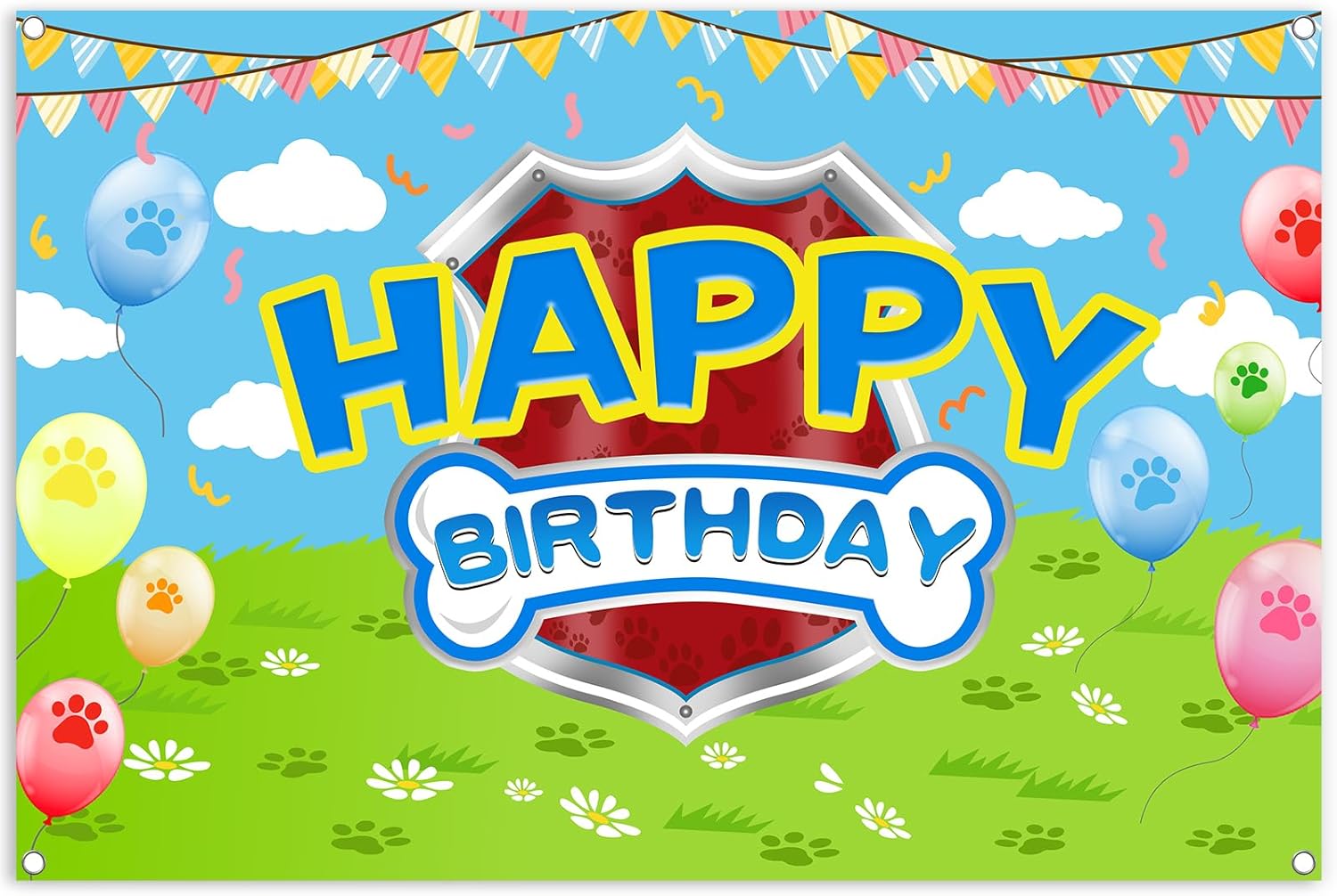 Skiennix Cartoon Dog Theme Backdrop - 5x3ft Photography Background for Kids' Birthday Party Decorations