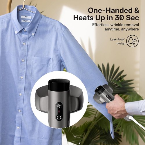 GKJ Handheld Clothes Steamer - 2-in-1 Vacuum & Iron with 2300Pa Suction | Portable Travel Size, 118ml Tank