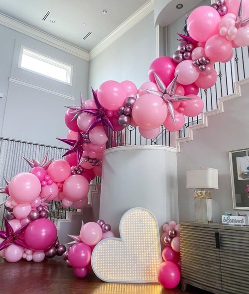 Bezente Pink Balloons Set - 60pcs 12-Inch Metallic Pearl & Latex Balloons for Birthday, Wedding, Baby Shower Decor