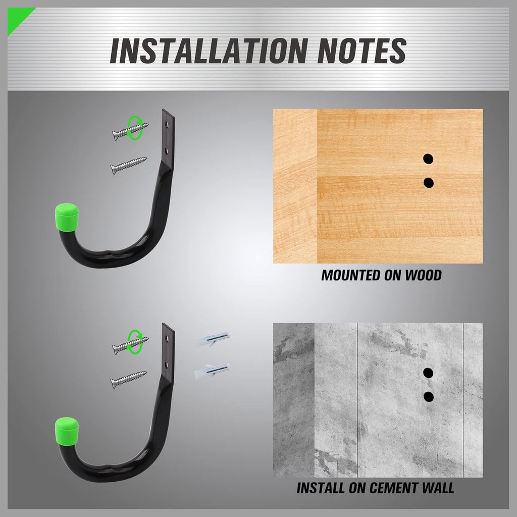 SWANLAKE Heavy Duty Garage Storage Utility Hooks - Black Wall Hooks for Organizing (6 Pack)