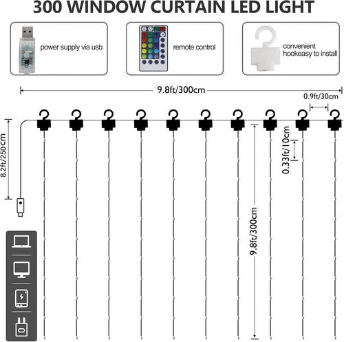 **HOME LIGHTING 300 LED RGB String Lights - 16 Color Changing Fairy Lights with Remote & USB Power**
