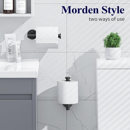 Kitsure Toilet Paper Holder - Sturdy Matte Black Wall-Mounted Design | Premium 304 Stainless Steel for Mega Rolls