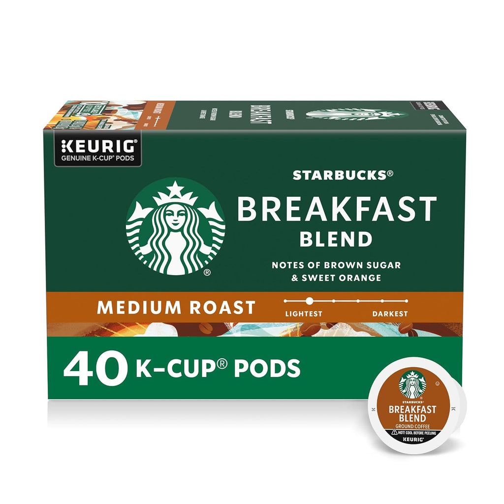 Starbucks K-Cup Coffee Pods - Medium Roast Breakfast Blend for Hot or Iced Coffee | 40 Pods