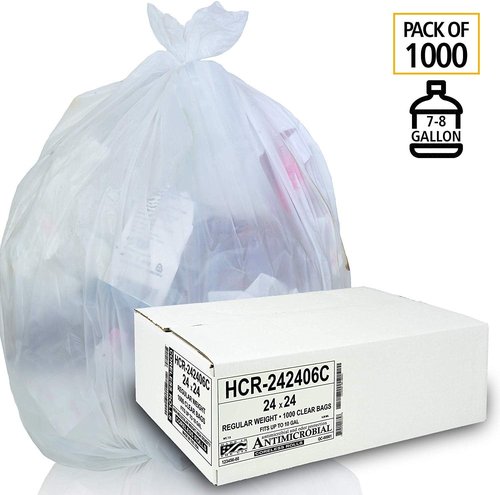 Aluf Plastics High Density Trash Bags - 10 Gallon, 1000 Count, 6 Micron | Clear for Office & Industrial Use