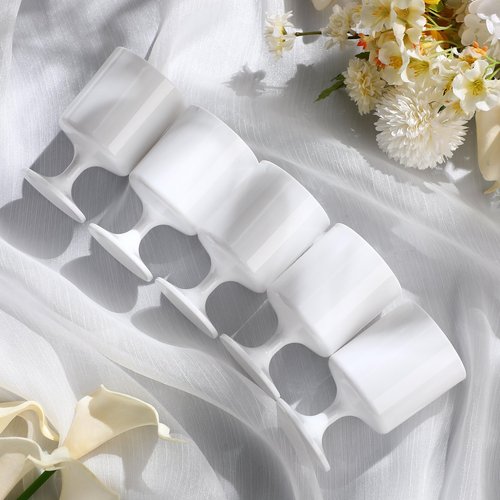 Singhoow 48 Packs 8oz Acrylic Reusable Plastic Wine Glasses Bulk Wedding Easter Disposable Short Stem Baby Shower Party Goblet Cup Vintage Unbreakable Cocktail Drink Bars Stemware (White)