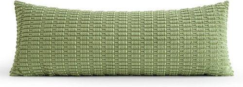 MIULEE Sage Green Long Body Lumbar Pillow Cover - Soft Boho Decor for Couch & Sofa | 14x36 Inch