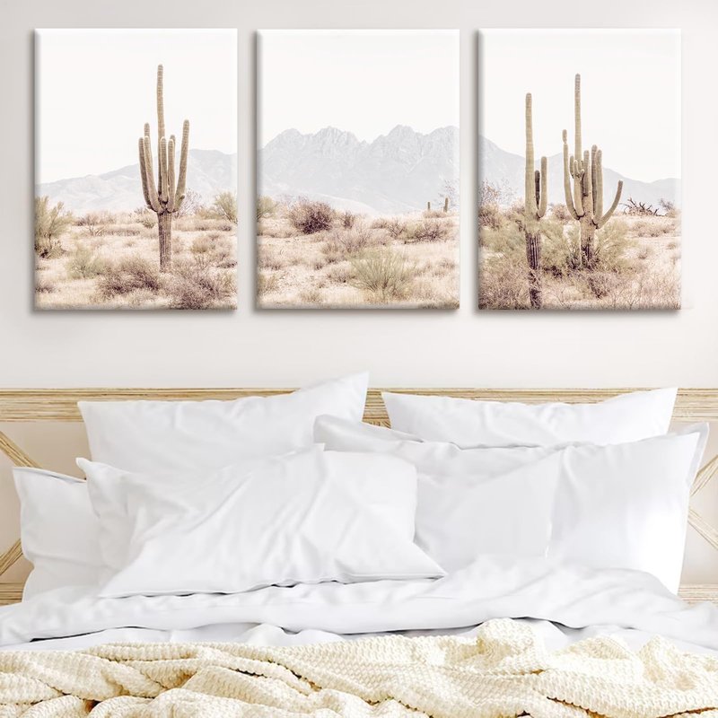 Pennclys Sonoran Desert Landscape Wall Art Cactus Arizona Canvas Wall Decor Desert Poster Pictures Saguaro Cactus Art Prints Landscape Painting for Home Bedroom 16x24x3 Inch Ready to Hang