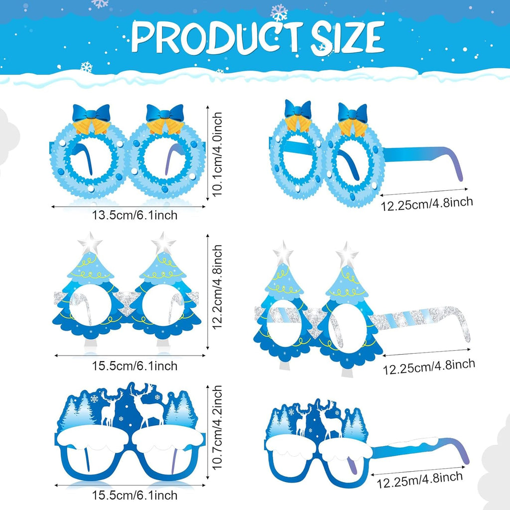Skiennix Winter Party Favors - 36 Pcs Snowflake Paper Eyeglasses for Holiday Celebrations