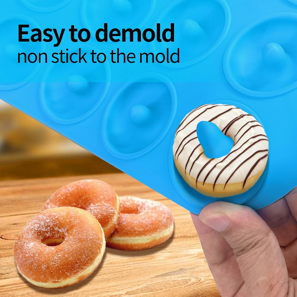 Skiennix Silicone Donut Pan - 12-Hole Mini Donut Molds | Heat Resistant, Non-Stick & Dishwasher Safe