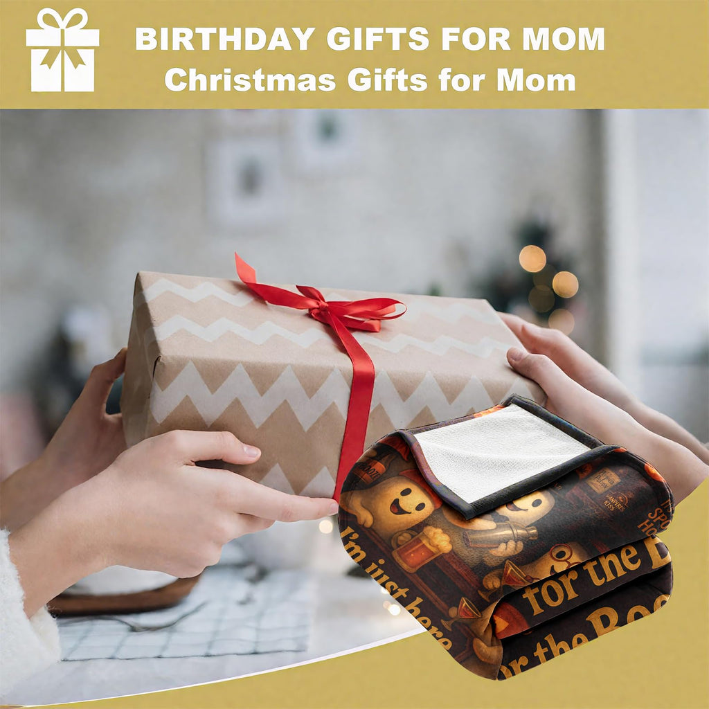 AuraCasa Halloween Throw Blanket – Cute Ghost, Spooky Decor for Couch & Bed, Funny Saying, Cozy Fall Accent, Gift for Adults & Teens, Living Room & Bedroom, Party Host & Home, 50'' x 60''