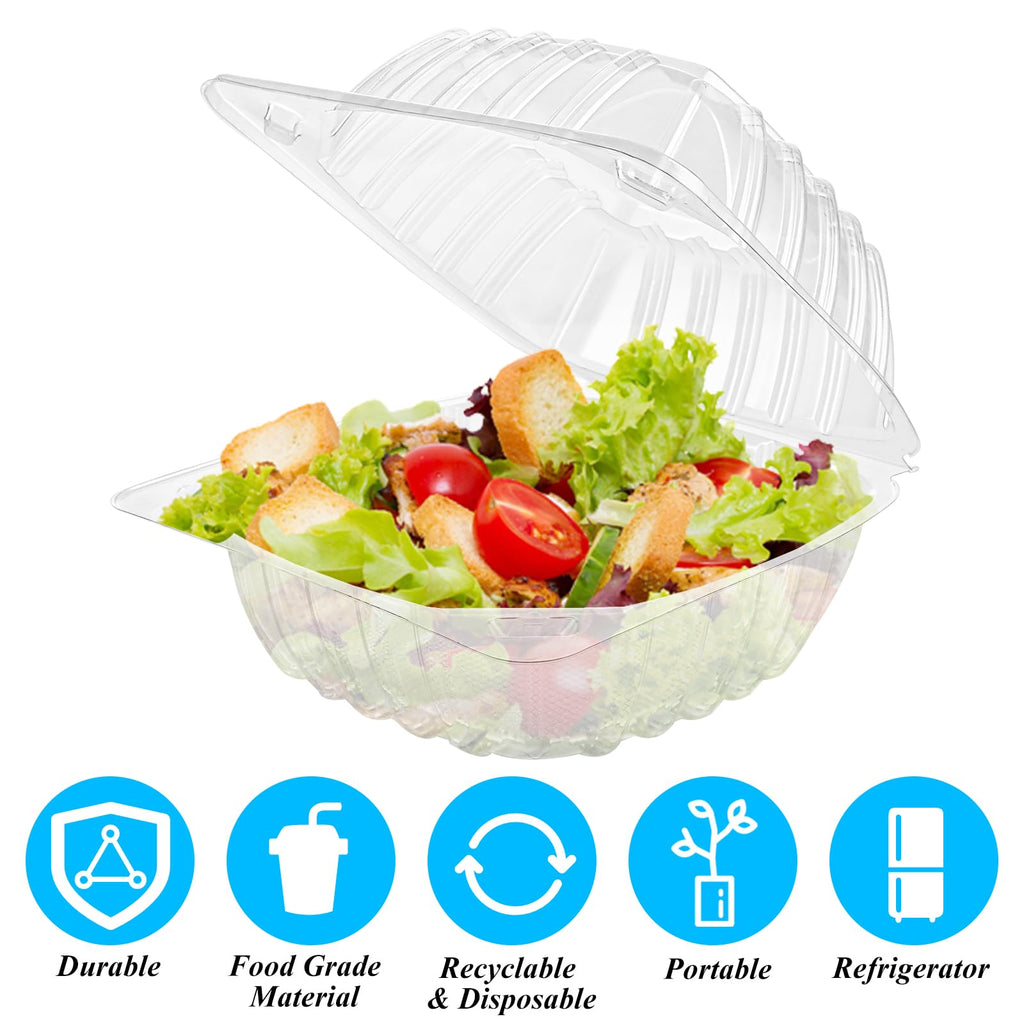 LISHINE 200 Pack Cake Containers with Lids Clear Hinge Plastic To Go Containers Disposable Clamshell Food Containers Take Out Cake Slice Containers for Dessert, Salads, Sandwiches (6x6x3 in)