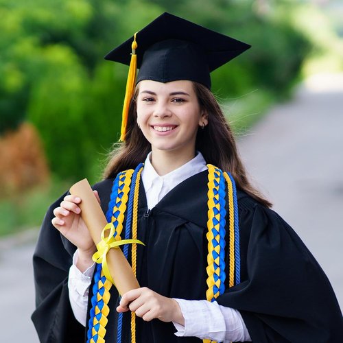 FYSUIMU Graduation Leis - Blue, Gold & White Honor Cords with Tassel | 4 Pcs Braided Necklace for College & High School Grads