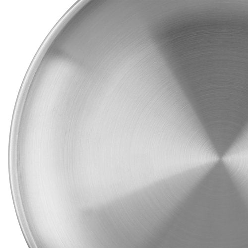 MOUYAT 5 PCS Stainless Steel Plate Set, 13 Inch Round Metal Dinner Plates, Heavy Duty Round Salad Plates Reusable Metal Dinner Dish for Serving Camping Outdoor BBQ Home Kitchen, Polished silver