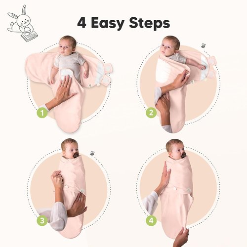 3-Pack Organic Baby Swaddle Sleep Sacks | Soft & Snug Swaddles for Newborns 0-3 Months (Angelic, OS)